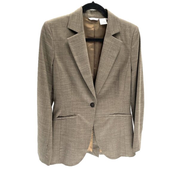 BARNEYS Italian Wool ladies suit Y2K Tan size 8 - Picture 2 of 9